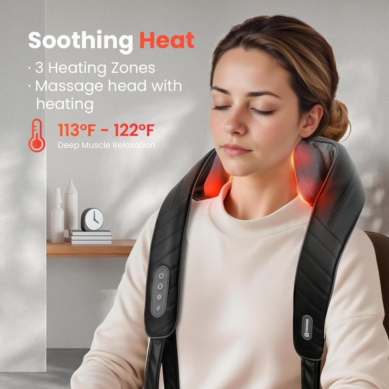 COMFIER Cordless Neck Shoulder Massager with Heat, Shiatsu Neck Back Massage for Pain Deep Tissue, 4D Kneading, Gifts for Dad Mom - Image 4